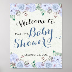 Elegantes Baby-Duschbad Aquarell Begrüßungszeichen Poster