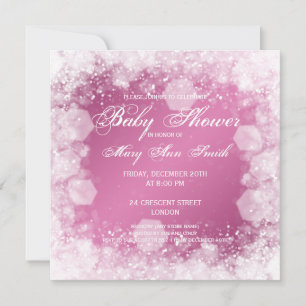 Elegantes Baby Dusche Night Sparkle Pink Einladung