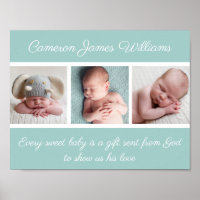 Elegantes Baby Foto Aquamarin Christliches Zitat R