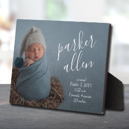 Elegantes Baby Foto Geburtsankündigung Achtung Fotoplatte