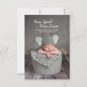 Elegantes Baby Foto Neujahrsankündigung Mitteilungskarte