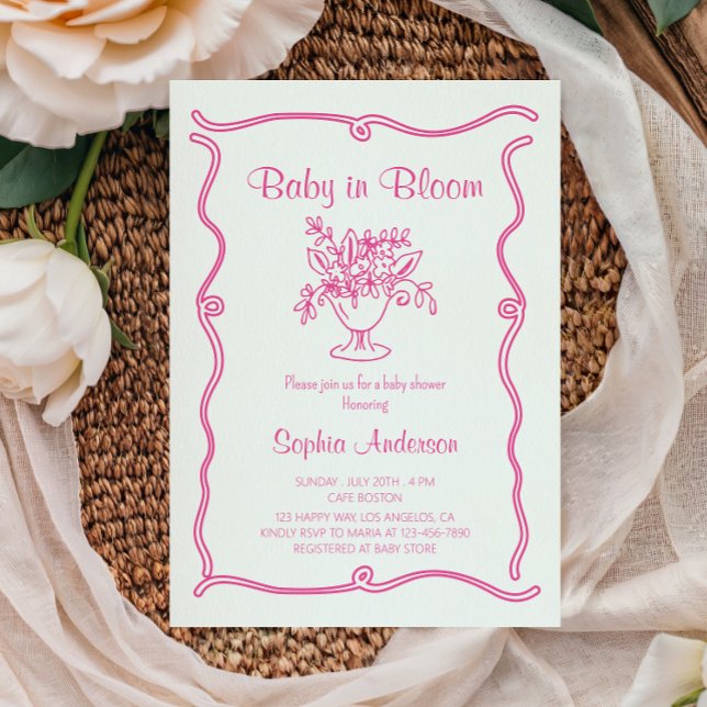 Elegantes Baby in Bloom Pink Blütendusche Einladung (Von Creator hochgeladen)