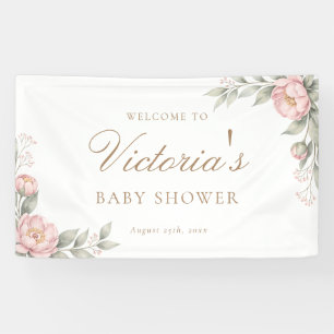 Elegantes Baby-In-Blüten-Mädchen-Baby-Shower-Willk Banner