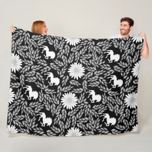 Elegantes Baby-Mädchen Schwarz-Weiß Einhorn-Muster Fleecedecke