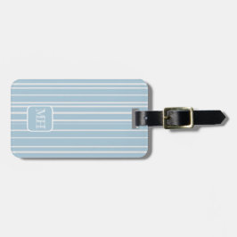 Elegantes Babyblau gestreift mit Monogramm Gepäckanhänger