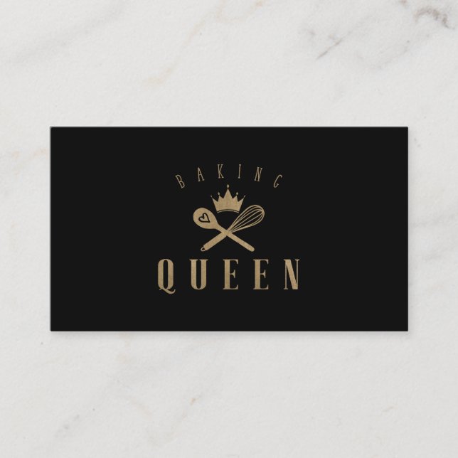 Elegantes Backen Queen Bakers Whisk & Spoon Crown Visitenkarte (Vorderseite)