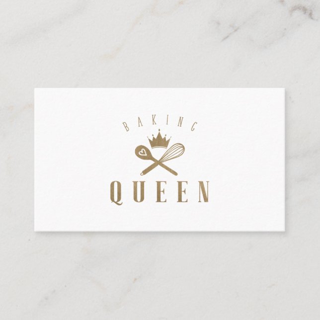 Elegantes Backen Queen Whisk & Spoon Crown White Visitenkarte (Vorderseite)