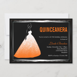 Elegantes Ball Gown Orange Quinceanera Einladung