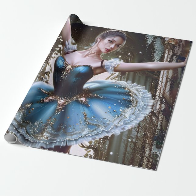 Elegantes Ballerina Design Geburtstagsgeschenkpapi Geschenkpapier (Ungerollt)