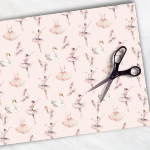 Elegantes Ballerina Pink Wasserfarben Muster Balle Seidenpapier