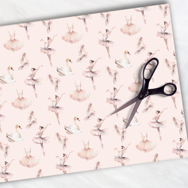 Elegantes Ballerina Pink Wasserfarben Muster Balle Seidenpapier (Von Creator hochgeladen)