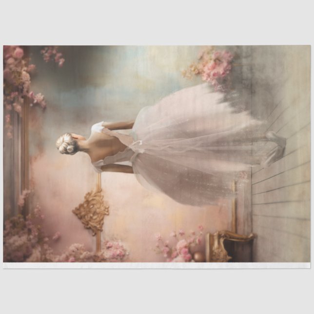 Elegantes Ballerina Portrait & Floral, Shabby Chic Seidenpapier (Vorderseite)