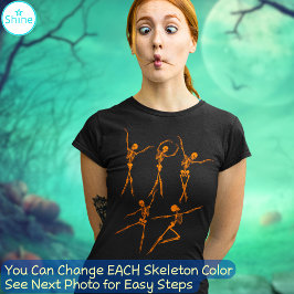 Elegantes Balletttanzskelett OrangenHalloween T-Shirt