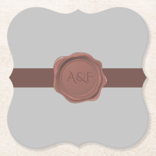 Elegantes Band und Siegel Monogram Untersetzer