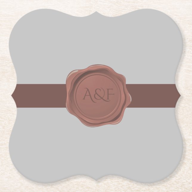 Elegantes Band und Siegel Monogram Untersetzer (Vorderseite)