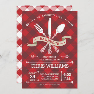Elegantes Barbecue Einladung zu Gingham