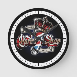 Elegantes Barberloch und Crown-Logo personalisiere Runde Wanduhr