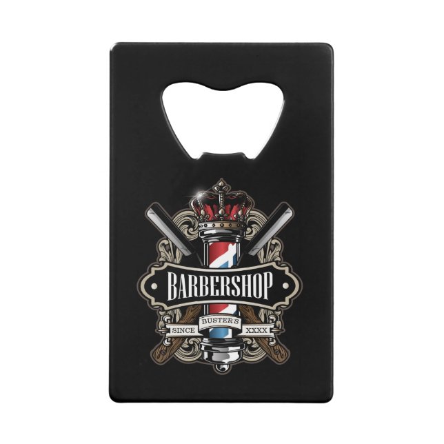 Elegantes Barbershop-Logo personalisieren Geldbeutel Flaschenöffner (Vorderseite)