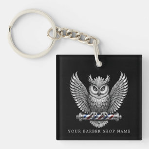 Elegantes Barbershop-Silberohr-Logo-Branding Schlüsselanhänger