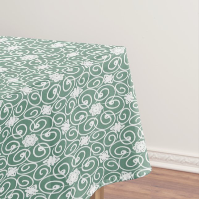 Elegantes Barock Blume Muster Grün Tischdecke (Beispiel)