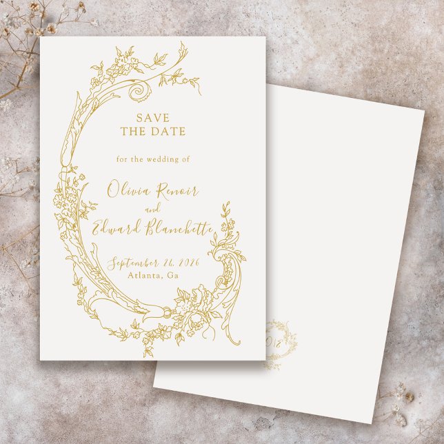 Elegantes Barock Chinoiserie Vintage Goldmedaille  Save The Date (Von Creator hochgeladen)