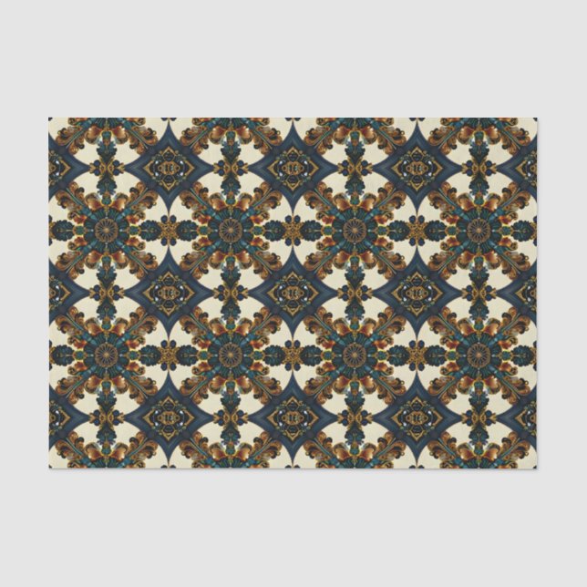 Elegantes Barock & Rokoko Nahtloses Muster Seidenpapier (Vorderseite)