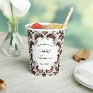 Elegantes barockes Hochzeitsrahmen-Brautparty Pappbecher