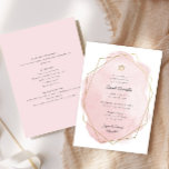 Elegantes Bat Mitzvah, rosa Wasserfarbe, doppelsei Einladung<br><div class="desc">Dieses moderne Design zeigt Ihren eigenen Text auf einem Aquarellplatz,  der in einem geometrisch geformten Rahmen dargestellt ist. Verwenden Sie das Vorlagenformular,  um Ihren Text hinzuzufügen. Die erweiterten Editiermenüs,  auf die Sie mit dem "Design-Tool" zugreifen können,  ermöglichen es Ihnen,  die Schriftart und das Layout zu ändern.</div>