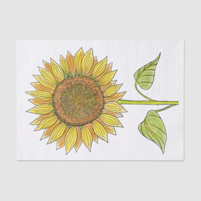 Elegantes Bauernhaus Wasserfarben Sonnenblumen Seidenpapier (Vorderseite)