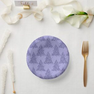 Elegantes Baummuster   Charming Lavendel Weihnacht Pappteller