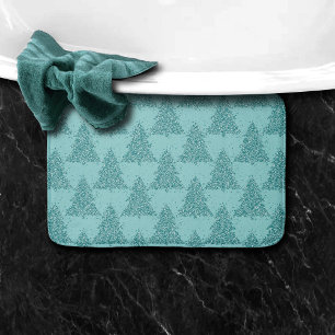 Elegantes Baummuster   Luxe Aqua Mint Weihnachten Badematte