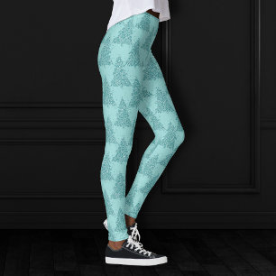 Elegantes Baummuster   Luxe Aqua Mint Weihnachten Leggings