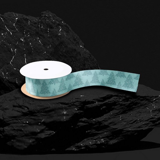 Elegantes Baummuster | Luxe Aqua Mint Weihnachten Satinband (Von Creator hochgeladen)