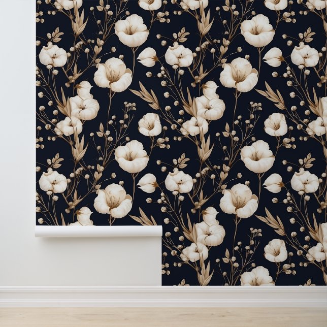 Elegantes Baumwoll-Blume-Muster Tapete (Anwendung)