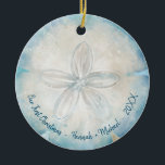 Elegantes Beach Foto Wasserfarbener Sand Dollar Keramik Ornament<br><div class="desc">Erstellen Sie Ihre eigene Wasserfarbe elegante Sand Dollar-Ornamente, in die Sie Ihr eigenes Foto einfügen können! Wenn Sie nur verheiratet waren und Ihr erstes Weihnachtsfest als Mr. und Mrs. zusammen feiern oder einen tropischen Sommerurlaub mit der Familie hatten, können diese Strandschmuck einen besonderen Sake machen. Ist es das erste Weihnachtsfest...</div>