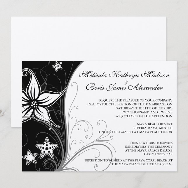 Elegantes Beach Hochzeit in Urlaubsort Themenangeb Einladung (Vorne/Hinten)