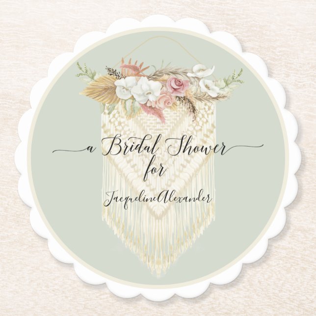 Elegantes Beach Mint Blumengrün Brautparty Untersetzer (Vorderseite)