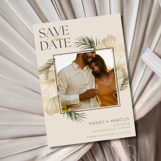 Elegantes Beach Wedding Foto Save The Date (Elegant Beach Wedding Photo Save The Date)