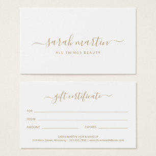 Elegantes Beauty Salon Gold Geschenkgutschein