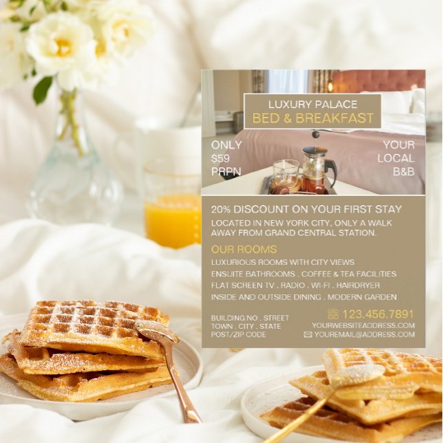 Elegantes Bed & Breakfast Unterkunft Werbung Flyer (Von Creator hochgeladen)