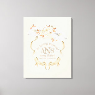Elegantes Beerdigungscreme-Rose Monogram-Wappen Leinwanddruck