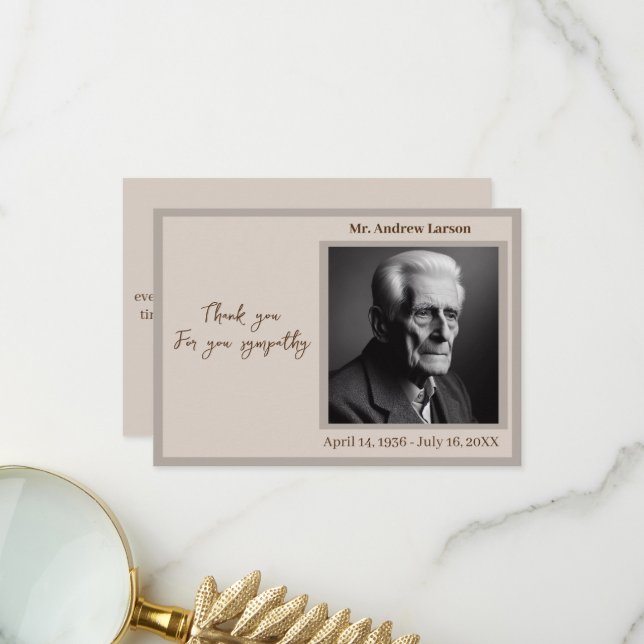 Elegantes Beerdigungsdenkmal aus der Familie Dankeskarte (Vorderseite/Rückseite Beispiel)