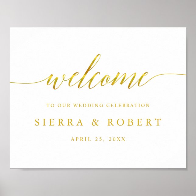 Elegantes Begrüßungszeichen mit Imitate Gold Scrip Poster (Vorne)