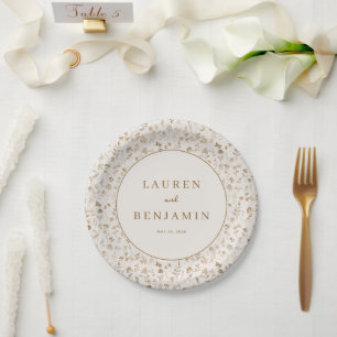 Elegantes Beige-Blumenmuster Pappteller