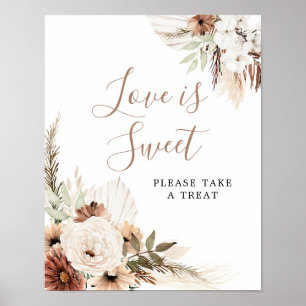 Elegantes Beige Boho Pampas Gras Love is Sweet Poster