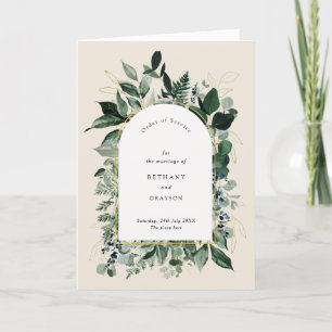 Elegantes Beige botanisches Bi-Falten-Hochzeitspro Programm
