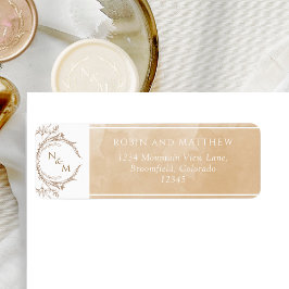 Elegantes Beige Cream Watercolor Monogram Wedding 