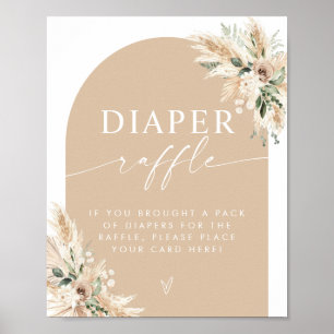 Elegantes Beige Diaper Raffle Poster