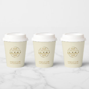 Elegantes Beige Gold Firmenlogo für Unternehmen Pappbecher