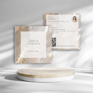 Elegantes Beige Gold Wasserfarben QR Notar Öffentl Quadratische Visitenkarte